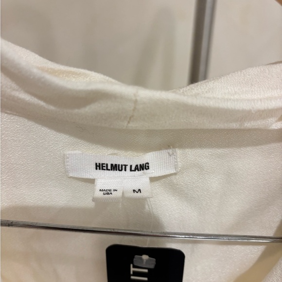 Helmut Lang White V-Neck Front Pocket Black Trim Viscose/Wool - Picture 2 of 3